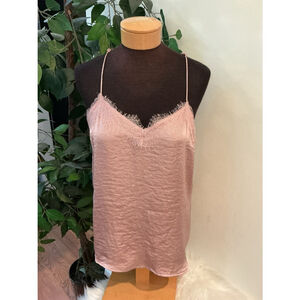 Women's Nine West Pink Lace Trim Camisole L with adjustable straps NWT